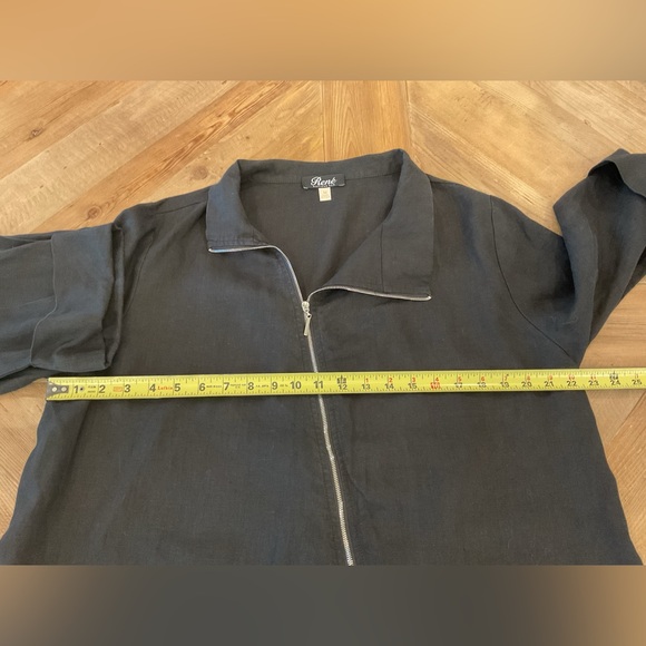 René Madison Ave Linen Asymmetrical Zip Travel Jacket - Picture 7 of 8